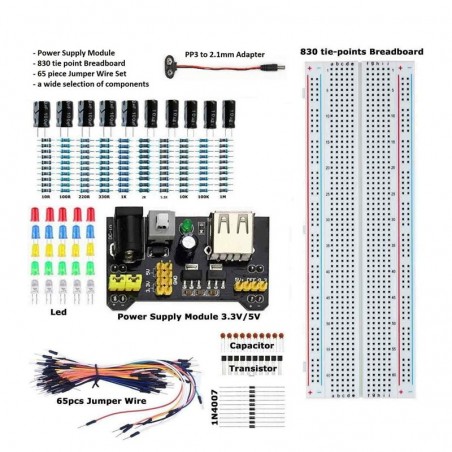 SET PSU PER BREADBOARD 2,1MM E CAVI JUMPER