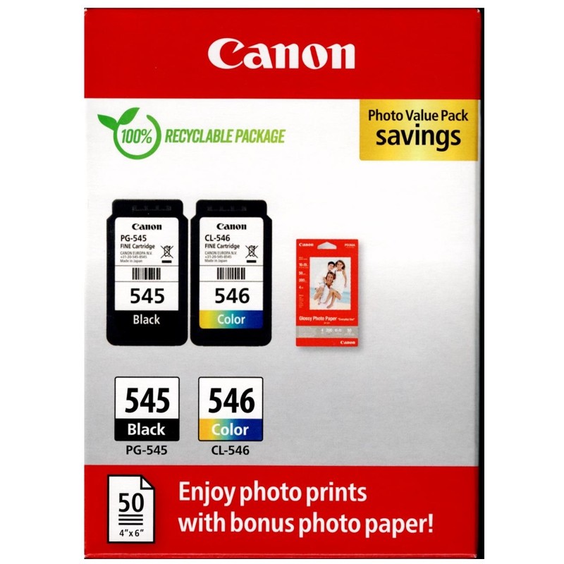 CANON MULTIPACK PG545+CL546+50FOGLI 4X6FOTO